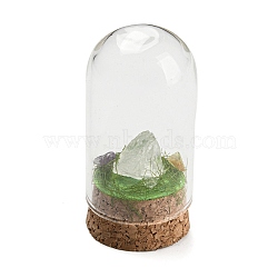 Natural Quartz Crystal Nuggets Display Decoration with Glass Dome Cloche Cover, Cork Base Bell Jar Ornaments for Home Decoration, 30x59~60.5mm(DJEW-B009-03B)