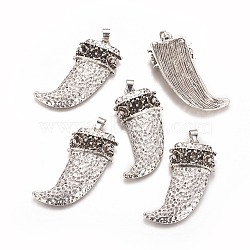 Alloy Big Pendants, Carved Flower, Sword with Concave Spot, Antique Silver, 52x25x6mm, Hole: 6x5mm(PALLOY-K240-05AS)