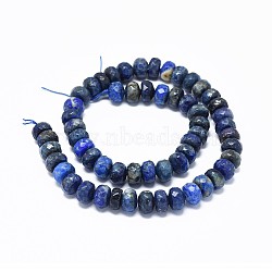 Natural Lapis Lazuli Beads Strands, Faceted, Rondelle, 12x6mm, Hole: 1mm, about 64~66pcs/strand, 15.3 inch(39cm)(G-F632-15-03)