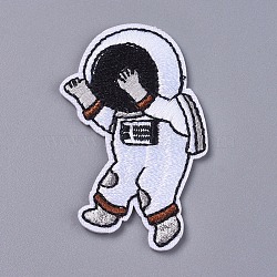 Computerized Embroidery Cloth Iron On/Sew On Patches, Costume Accessories, Spaceman, White, 61x38x2mm(DIY-D030-F06)