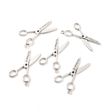 Tibetan Style Alloy Pendants, Scissors, Antique Silver, Lead Free and Cadmium Free, 39x20x2mm, Hole: 2mm