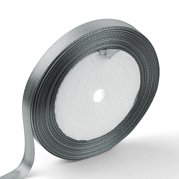 Single Face Satin Ribbon, Polyester Ribbon, Dark Gray, 1/4 inch(6mm), about 25yards/roll(22.86m/roll), 10rolls/group, 250yards/group(228.6m/group)