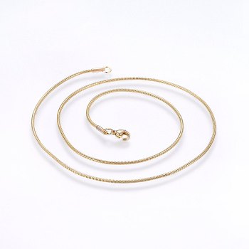 304 Stainless Steel Snake Chain Necklaces, with Lobster Claw Clasps, Golden, 19.7 inch(50cm) , 1.5mm