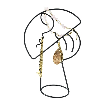 Iron Jewelry Storage Ring Holder Displays, for Earrings Necklace Bracelet Organizer, Mushroom Shapes, Black, 20x12.85x6.85cm