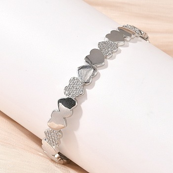 Brass Micro Pave Cubic Zirconia Bangles, Platinum, Inner Diameter: 2.13x2.48 inch(5.4x6.3cm)