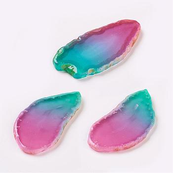 Natural Slice Agate Cabochons, Nuggets, Dyed, Two Tone, Colorful, 48~78x28~50x4.5~6mm