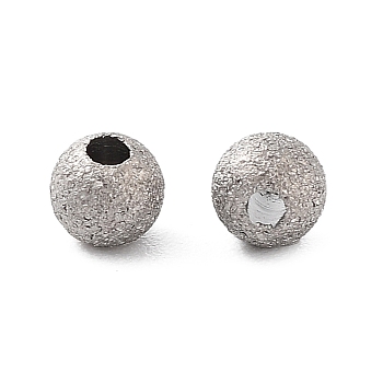 Titanium Beads, Round, Textured, Stainless Steel Color, 3x2.8mm, Hole:1mm