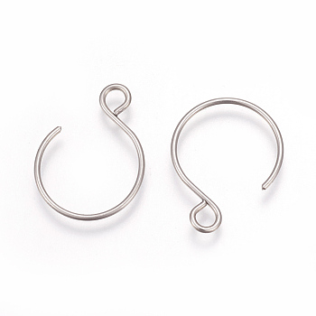 304 Stainless Steel Earring Hooks, Ear Wire, with Horizontal Loop, Stainless Steel Color, 16x14mm, Hole: 2.5mm, Pin: 0.8mm