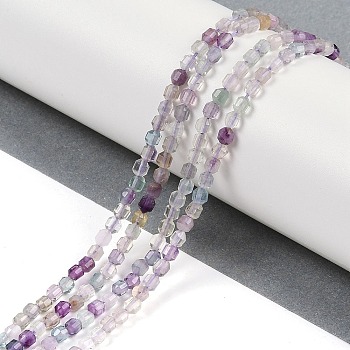 Natural Fluorite Beads Strands, Faceted, Bicone, Double Terminated Point Prism Beads, 4x3mm, Hole: 0.7mm, about 96pcs/strand, 15.35''(39cm)