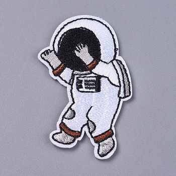 Computerized Embroidery Cloth Iron On/Sew On Patches, Costume Accessories, Spaceman, White, 61x38x2mm