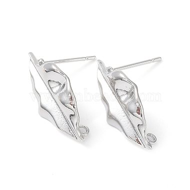Real Platinum Plated Leaf Brass Stud Earring Findings