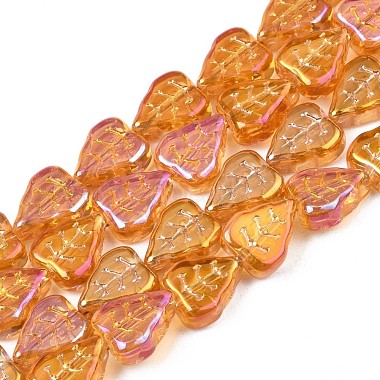 Sandy Brown Leaf Glass Beads