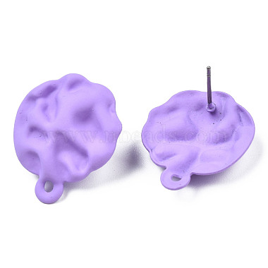 Medium Purple Flat Round Iron Stud Earring Findings