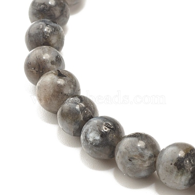 Natural Larvikite Round Beads Stretch Bracelet(BJEW-JB07209-03)-4