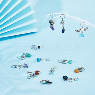 6 Sets 6 Styles Chakra Natural & Synthetic Mixed Stone Chips Alloy Pendants(FIND-FH0006-29)-3