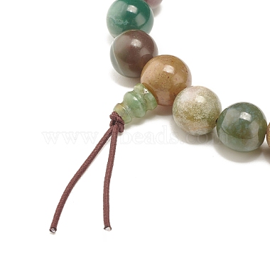Natural Indian Agate Round Beads Stretch Bracelet(BJEW-JB07235-03)-5