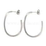 304 Stainless Steel Oval Stud Earrings, Stainless Steel Color, 40x27x1.8mm(EJEW-K295-02P)