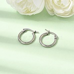 304 Stainless Steel Hoop Earrings for Women, Stainless Steel Color, 16x2mm(EJEW-K334-02P)
