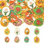 24Pcs 8 Styles Alloy Enamel Pendants, Oval with Flower Charms, Golden, Mixed Color, 21~23x15~16x2~3mm, Hole: 1.4~1.6mm, 3pcs/style(FIND-FS0005-24)