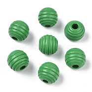 Painted Natural Wood Beehive Beads, Round, Lime Green, 12x11mm, Hole: 3.5mm(WOOD-Q040-019B-A05)