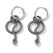 316 Surgical Stainless Steel Snake Hoop Earrings for Women, Antique Silver, 30.5x16mm(EJEW-P274-14B-AS)