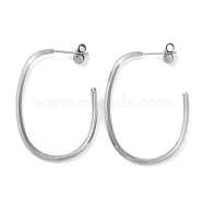 304 Stainless Steel Oval Stud Earrings, Stainless Steel Color, 40x27x1.8mm(EJEW-K295-02P)