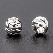 Brass Beads, Long-Lasting Plated, Faceted, Column, 925 Sterling Silver Plated, 4x3.5mm, Hole: 1.2mm(KK-H759-07C-S)