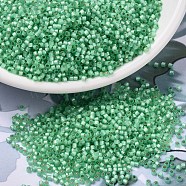 MIYUKI Delica Beads, Cylinder, Japanese Seed Beads, 11/0, (DB2188) Duracoat Semi-Frosted Silver Lined Dyed Spearmint, 1.3x1.6mm, Hole: 0.8mm, about 20000pcs/bag, 100g/bag(SEED-J020-DB2188)