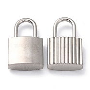 304 Stainless Steel Charms, PadLock, Textured, Stainless Steel Color, 17x10x4mm, Hole: 4x6mm(STAS-J036-005P)
