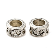 Rack Plating Tibetan Style Alloy Spacer Beads, Flat Round, Antique Silver, 8x5mm, Hole: 5mm(TIBE-WH0007-01AS)