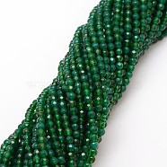 Natural Agate Bead Strands, Dyed, Faceted, Round, Green, 4mm, Hole: 0.8mm, about 90~92pcs/strand, 14 inch(G-G882-4mm-A01)