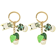 Alloy Enamel Keychain, with Iron Findings, Bonsai, Light Gold, 85mm, 2pcs/set(KEYC-YW00079)