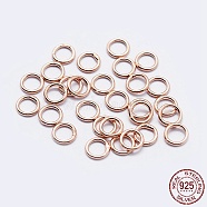 925 Sterling Silver Round Rings, Soldered Jump Rings, Closed Jump Rings, Rose Gold, 18 Gauge, 7x1mm, Inner Diameter: 5mm, about 60pcs/10g(STER-F036-03RG-1x7)