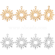 Unicraftale 8Pcs 2 Styles 304 Stainless Steel Charms, Flower, Golden & Stainless Steel Color, 14.5x12.5x1mm, Hole: 1.2mm, 4pcs/style(STAS-UN0035-77)