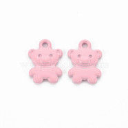 Spray Painted Alloy Charms, Cadmium Free & Lead Free, Bear, Flamingo, 14x10x2mm, Hole: 1.6mm(PALLOY-Q433-034H-RS)
