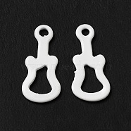 Spray Painted 201 Stainless Steel Charms, Guitar Charm, White, 14x6x0.5mm, Hole: 1.2mm(STAS-I672-08A)