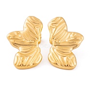 Ion Plating(IP) 304 Stainless Steel Stud Earrings for Women, Golden, Leaf, 25x16mm(EJEW-L272-034G-07)