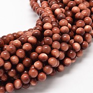 Synthetic Goldstone Round Bead Strands, 8mm, Hole: 1mm, about 48pcs/strand, 16.1 inch(G-P075-48-8mm)