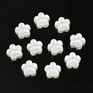 ABS Plastic Imitation Pearl Beads, Flower, Creamy White, 8.5x8.5x4mm, Hole: 1.8mm(OACR-S020-14)