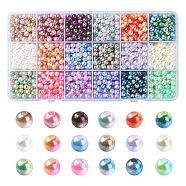 1350Pcs 18 Style Rainbow ABS Plastic & Acrylic Imitated Pearl Beads, Round, Mixed Color, 5.5~6x5~6mm, Hole: 1.5~2mm, 75pcs/style(DIY-YW0007-99)