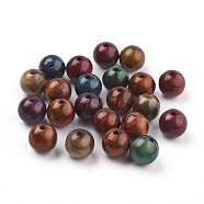 Acrylic Beads, Imitation Tiger Eye Beads, Round, Mixed Color, 13~13.5mm, Hole: 2mm, about 340pcs/500g(MACR-E025-21-14mm)