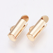 Brass Slide On End Clasp Tubes, Slider End Caps, Light Gold, 6x13x4mm, Hole: 1x3mm, Inner Diameter: 3mm(KK-Q747-11D-KC)