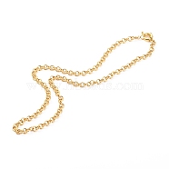 304 Stainless Steel Rolo Chain Necklaces, with Brass Spring Ring Clasps, Golden, 17.72 inch(45cm)(NJEW-JN03411)