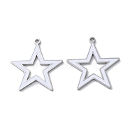 304 Stainless Steel Pendants, with Enamel, Star Charm, Stainless Steel Color, 25x24x1.5mm, Hole: 1.6mm(STAS-C083-15P-02)