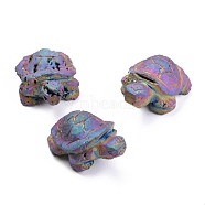 Electroplate Natural Druzy Agate Beads, Gemstone Home Display Decorations, No Hole/Undrilled, Tortoise, Multi-color Plated, 50~51x34~37.5x25~27mm(G-H262-01)