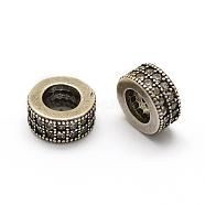 Brass Micro Pave Grade AAA Cubic Zirconia Beads, Cadmium Free & Nickel Free & Lead Free, Flat Round, Thailand Sterling Silver Plated, 7x3mm, Hole: 4mm(ZIRC-G100-41AS-NR)