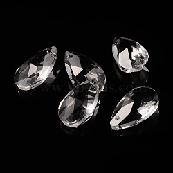 Faceted Teardrop Glass Pendants, Clear, 16x9x6mm, Hole: 1mm(GLAA-O008-A13)