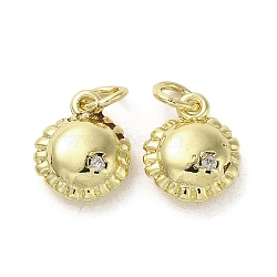 Rack Plating Brass & Cubic Zirconia Charms, Lead Free & Cadmium Free, Long-Lasting Plated, Flower Charm, Real 18K Gold Plated, 11x9x4mm, Hole: 3mm(KK-G487-01G)
