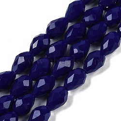 Opaque Solid Color Beads Strands, Faceted, Teardrop, Midnight Blue, 6x4mm, Hole: 0.9mm, about 65~67pcs/strand, 15.35~16.14 inch(39~41cm)(EGLA-N013-P4mm-D03)