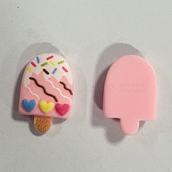 Printed Opaque Resin Decoden Cabochons, Imitation Food,  Ice Cream, Heart Pattern, Pink, 21.5x14x5.5mm, Hole: 2mm(RESI-T055-04D)